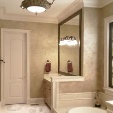 Master Bath Shimmering Lusterstone walls and custom designed mirror frames 1